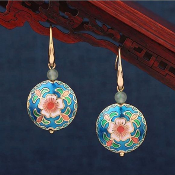 NEW 14 Gold Plated Flower Vintage Venturine Earrings Last One - Picture 8 of 16